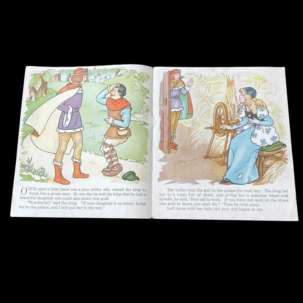 Vintage Rumpelstiltzkin Linen Book Soft Child 1940s MCM Saalfield Pub READ